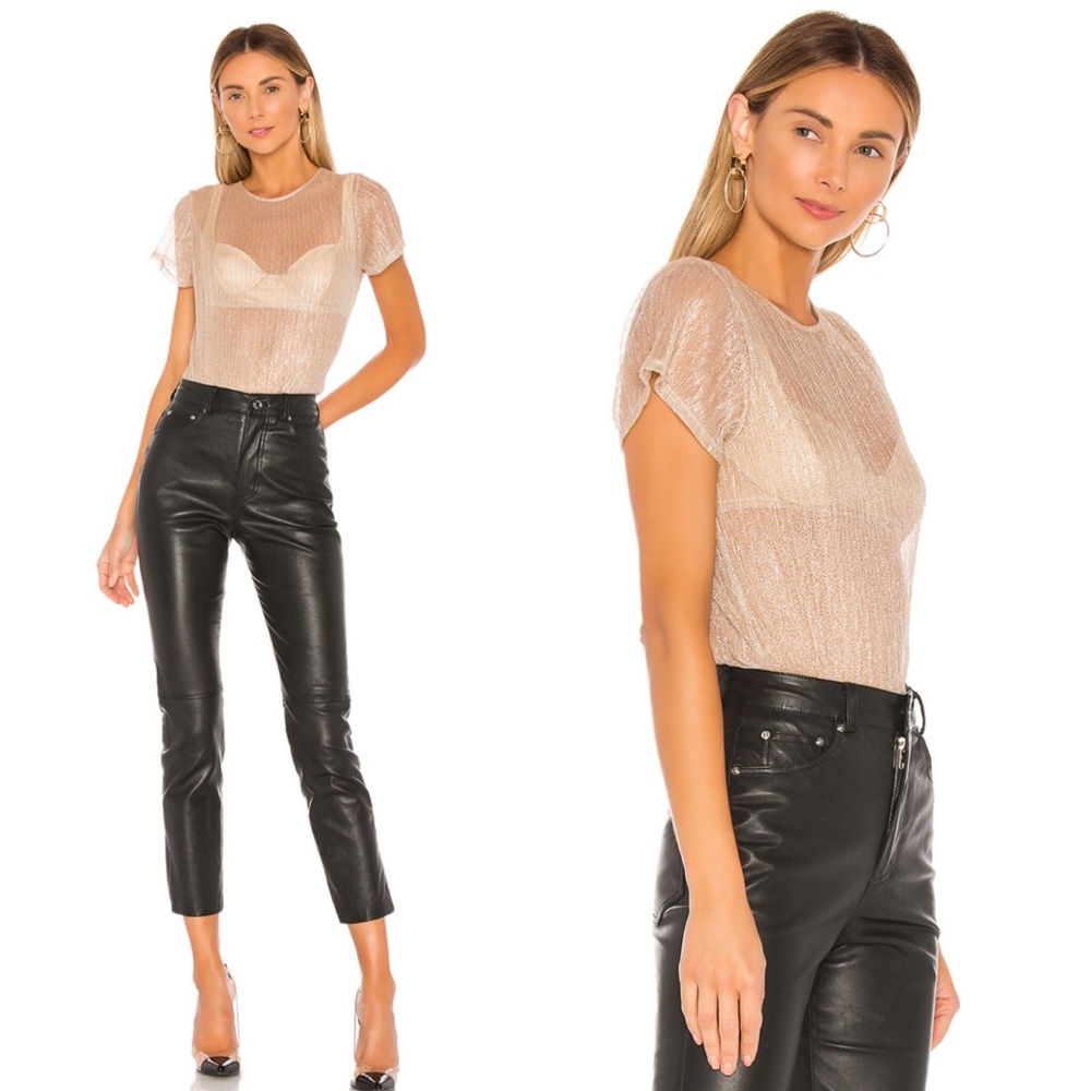 LOVERS + FRIENDS SURREY SHEER LUREX NUDE TOP - Picture 2 of 4
